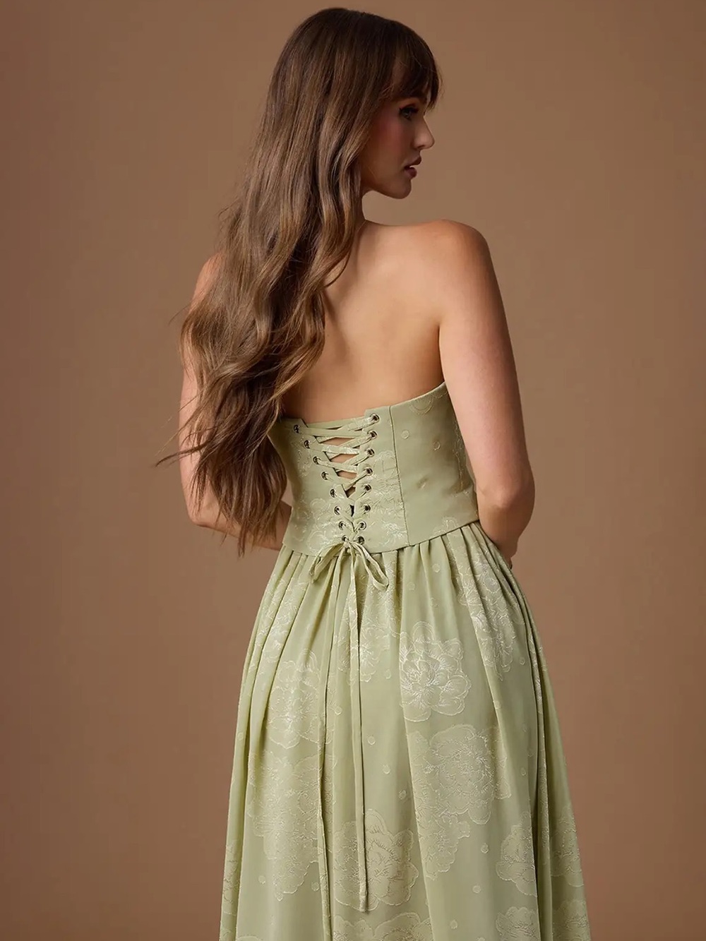 NWT Azazie Isaura Celadon Maxi Dress in Green Size 6 - Picture 3 of 15